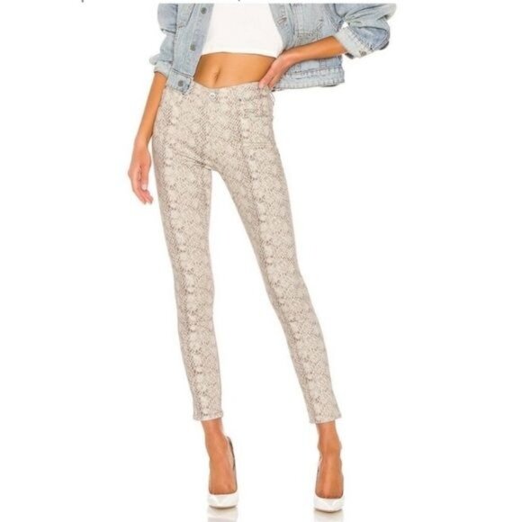 New AG‎  Adriano Goldschmied Farrah Silk Python Ivory Dust Jeans Size 31 - Picture 14 of 14